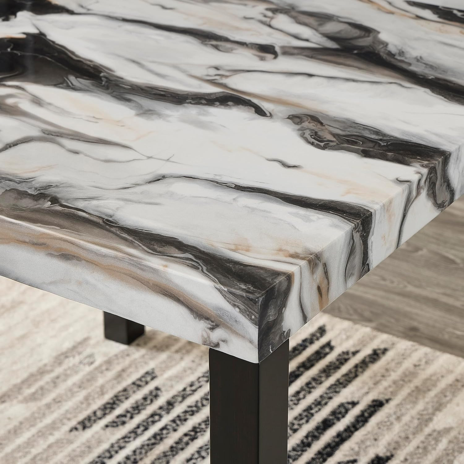 Cavira Modern Faux Marble Counter Height Dining Table with 4 Stools