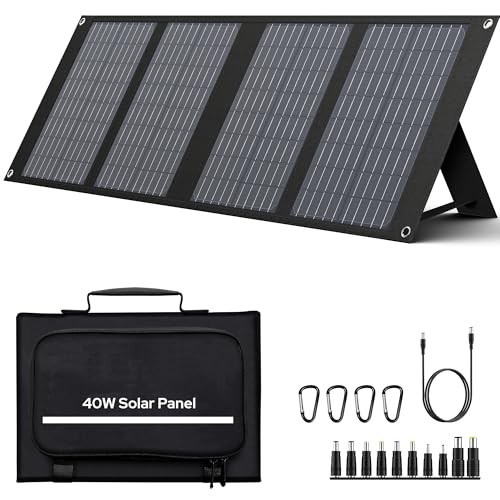 40W Solar Panel 40 Watt Foldable Solar Panel for Portable Power - Black 40W