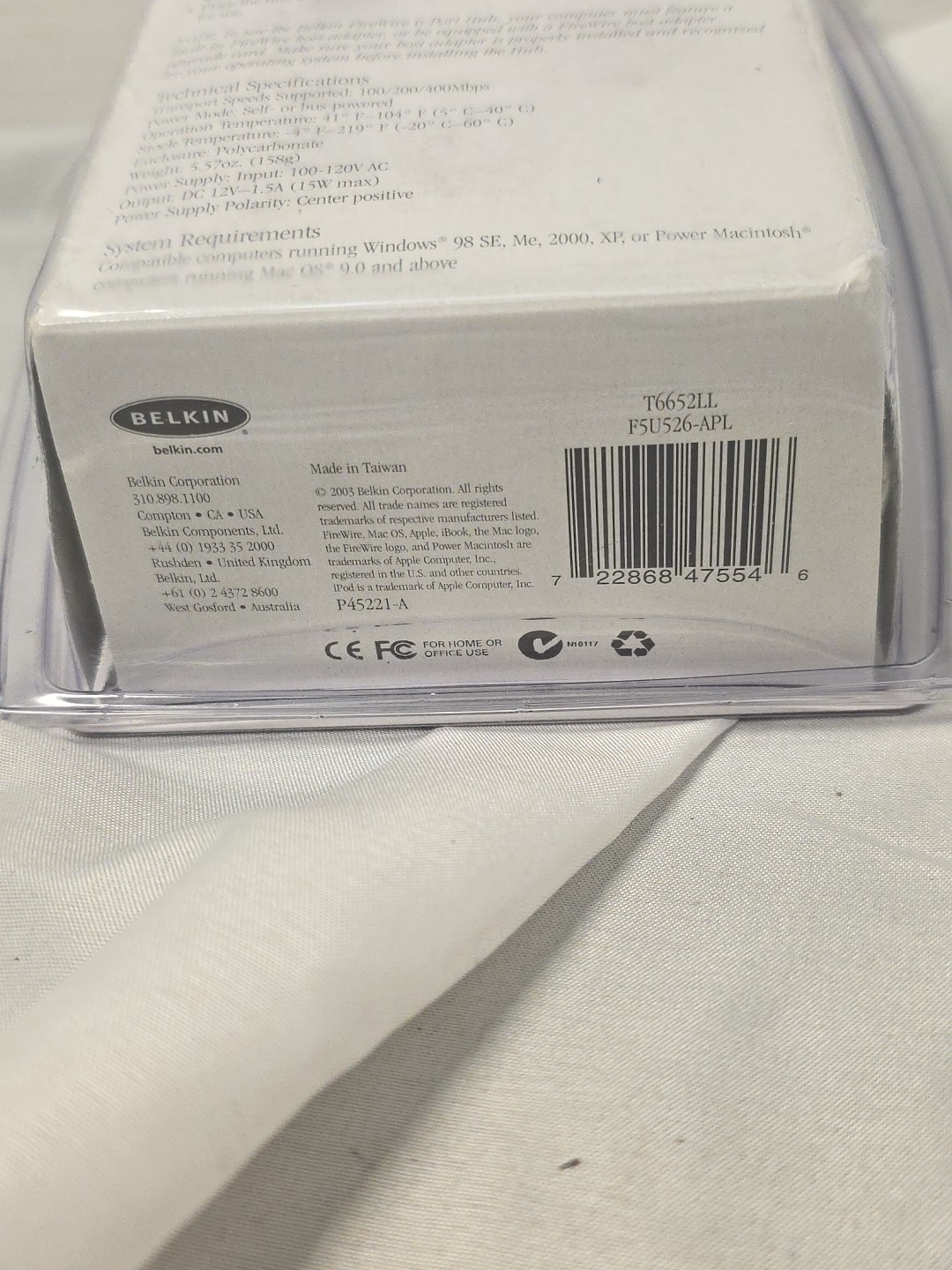 Belkin 6 Pin FireWire 6-Port Mini Hub F5U526-APL MAC PC New Old Stock Sealed