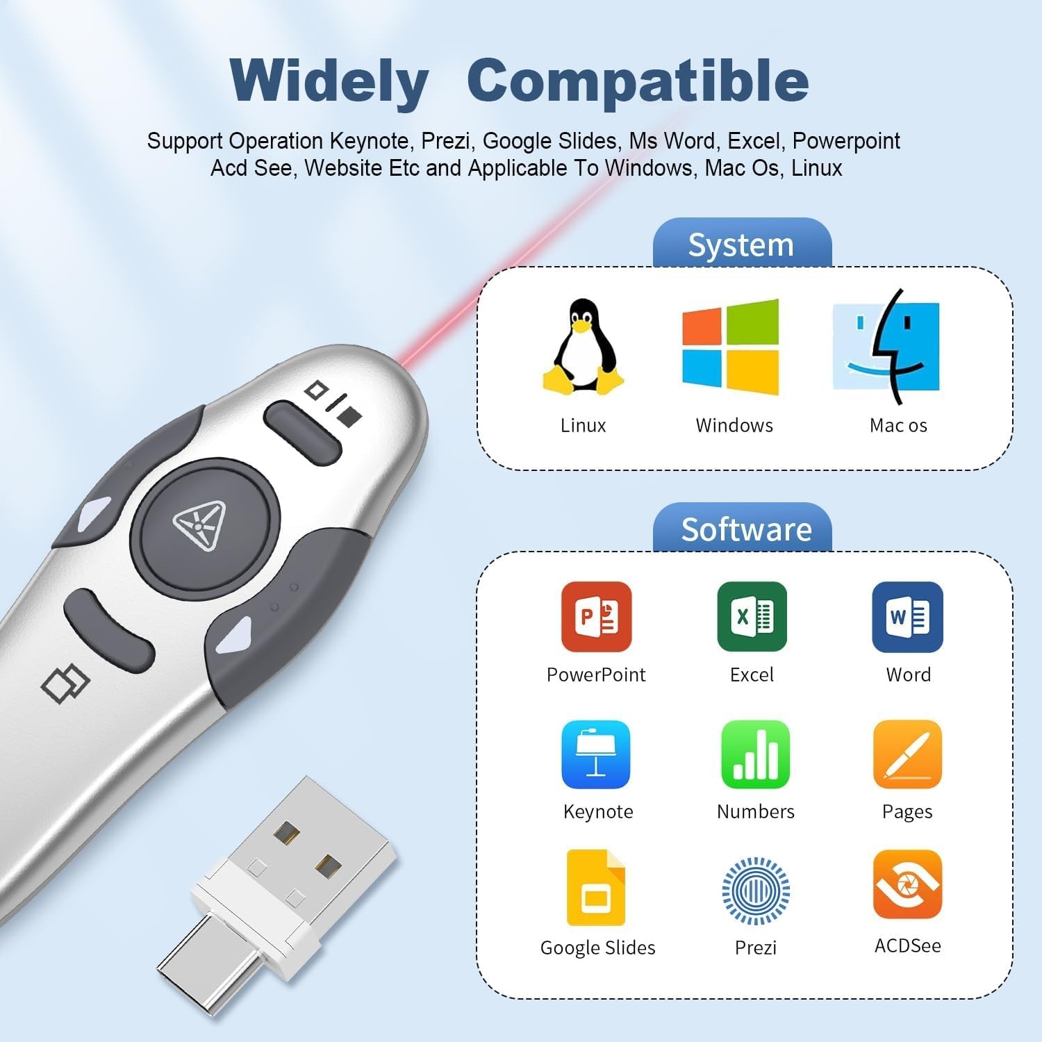 Presentation Clicker Wireless Presenter Remote Clicker for PowerPoint Present...