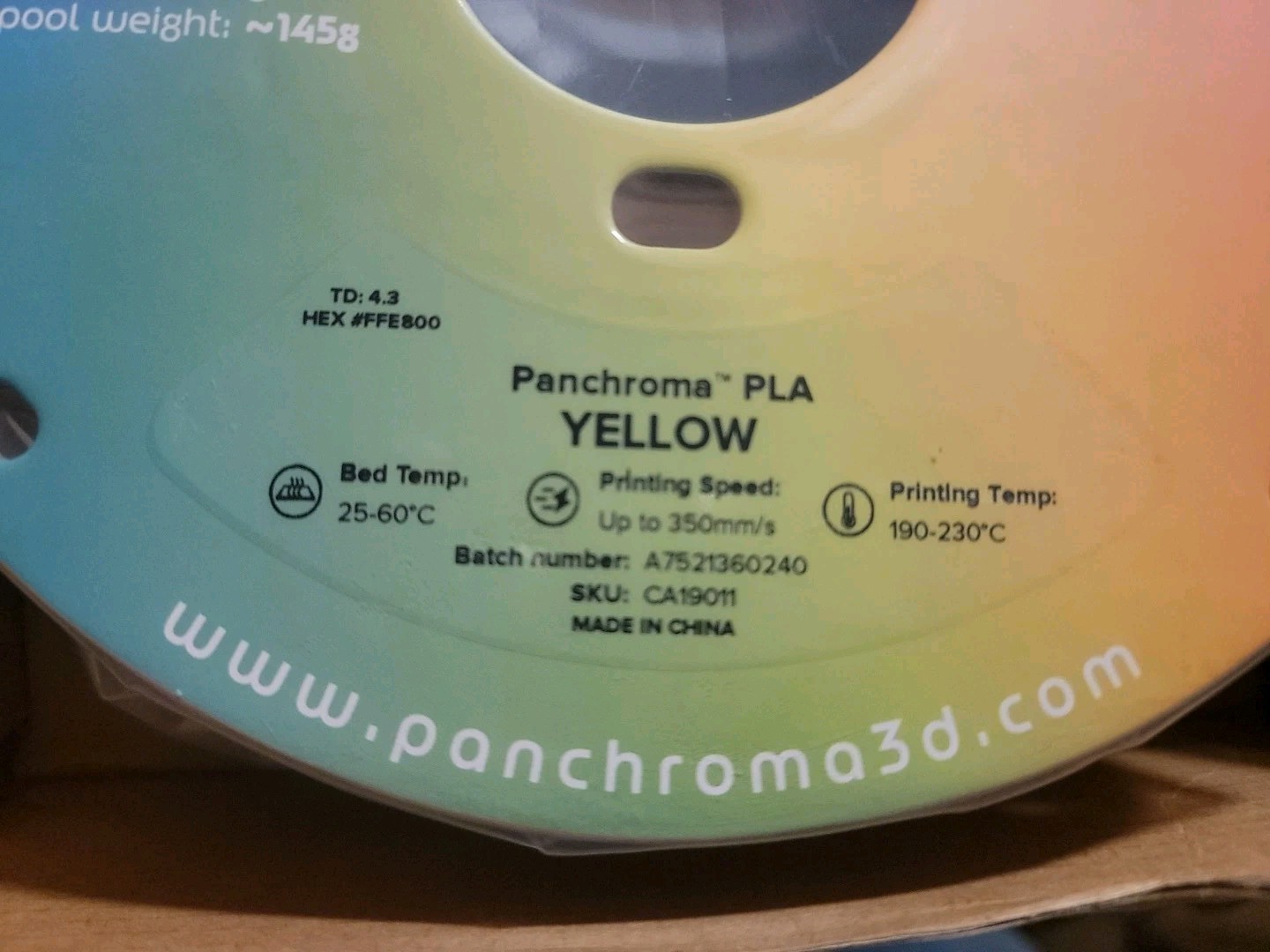 Panchroma 3D Printer Filament Yellow