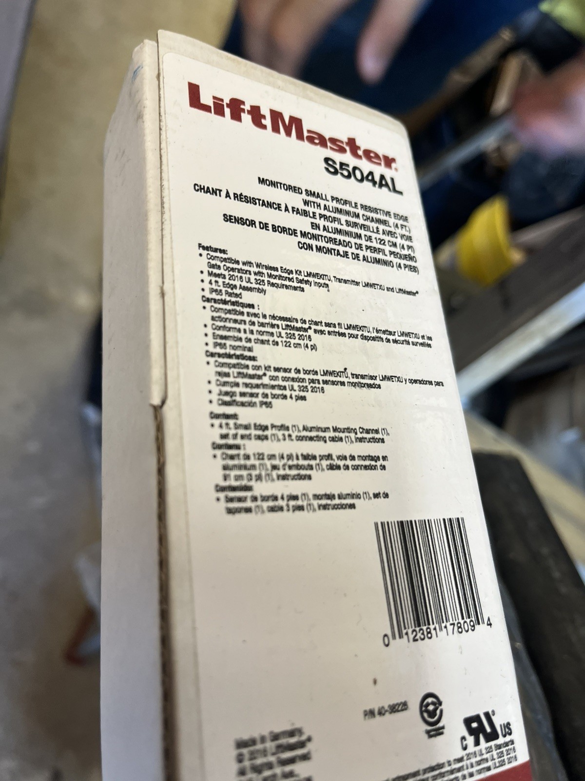 Liftmaster S505AL Monitored  Resistive Edge w/ Aluminum Channel 4ft