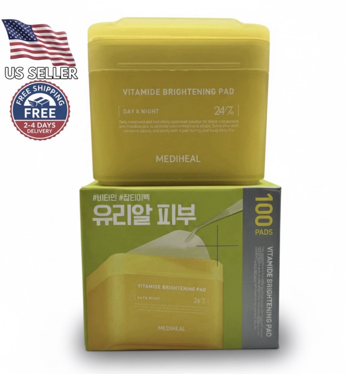 MEDIHEAL Vitamide Brightening Pads Day & Night | Radiance, Illuminating 100 Pads