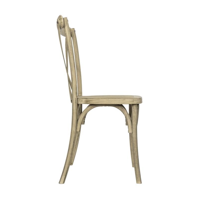 10 PACK Bistro Style Cross Back Restaurant Dining Chair in Resin Light Oak Finis