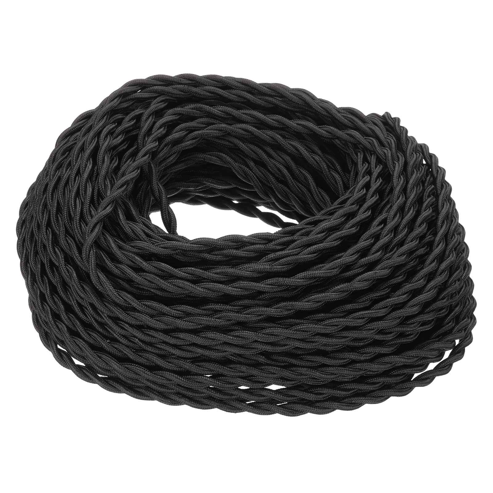 100ft 18AWG 2-Conductor Twisted Cloth Covered Wire Black
