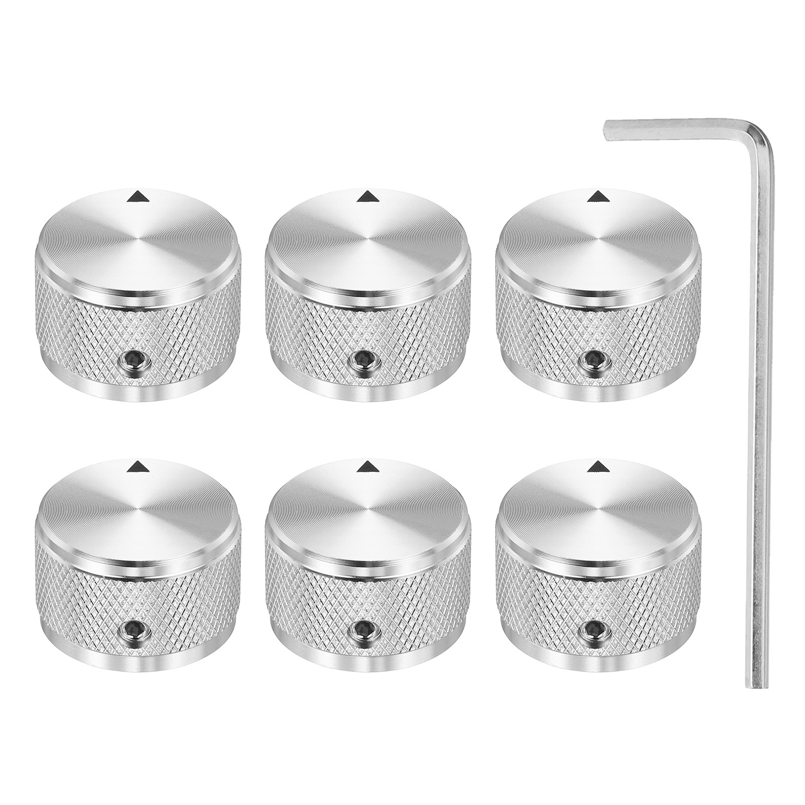 6 Pcs Aluminium Potentiometer Knobs, 1/4" (6mm), Diamond 5/8" Silver