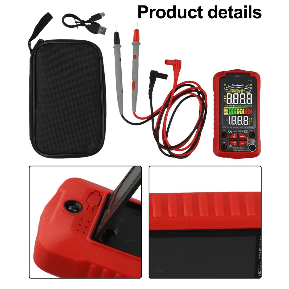 For Smart Digital Multimeter USB Rechargeable TRMS 6000 Counts ACDC Voltmeter