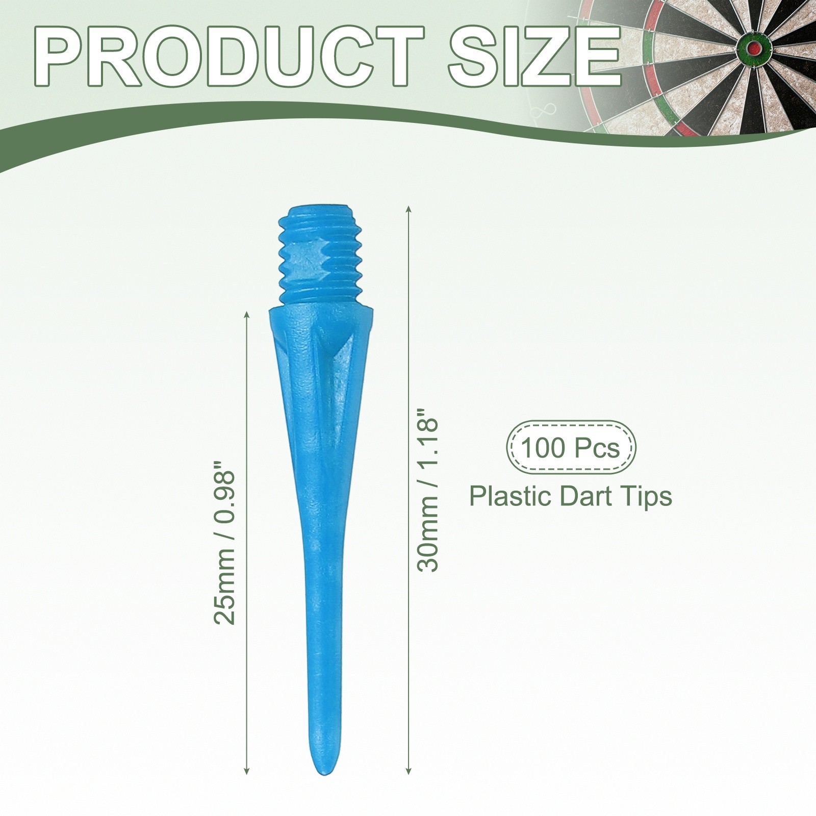 Plastic Dart Tips, 2BA Thread Soft Tip Dart Accessories 100 Pack & Blue