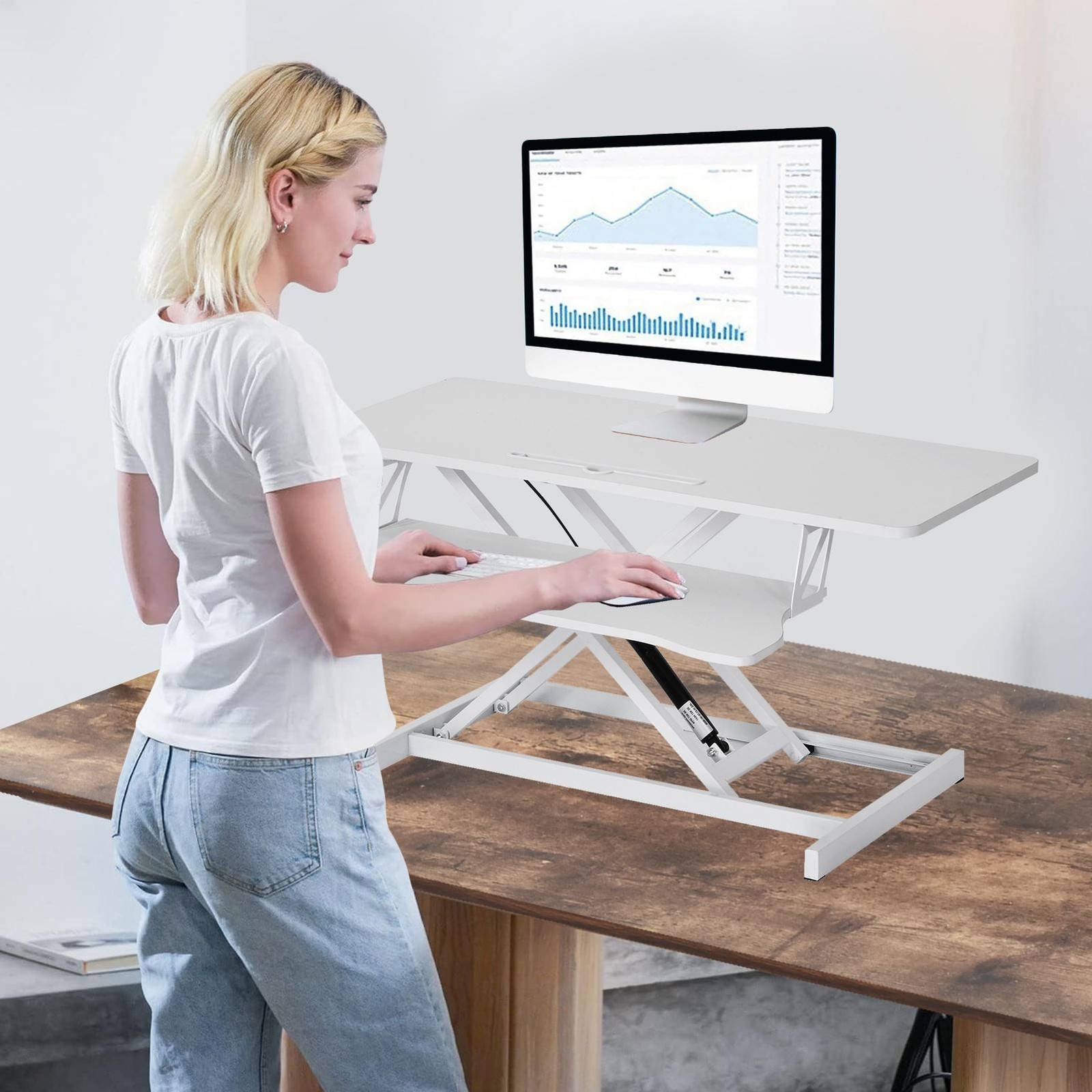 37" Home Office Desk Riser Adjustable Standing Desk Converter