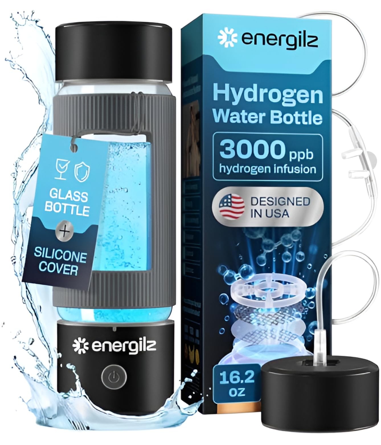 Hydrogen Water Bottle | Large 16.2 oz (480 ml) Hydrogen Water Bottle Generato...