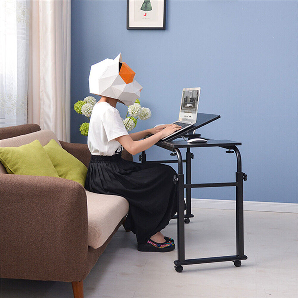 Rolling Laptop Desk Cart Computer Table Notebook Stand Tray Over Bed Home Rack~