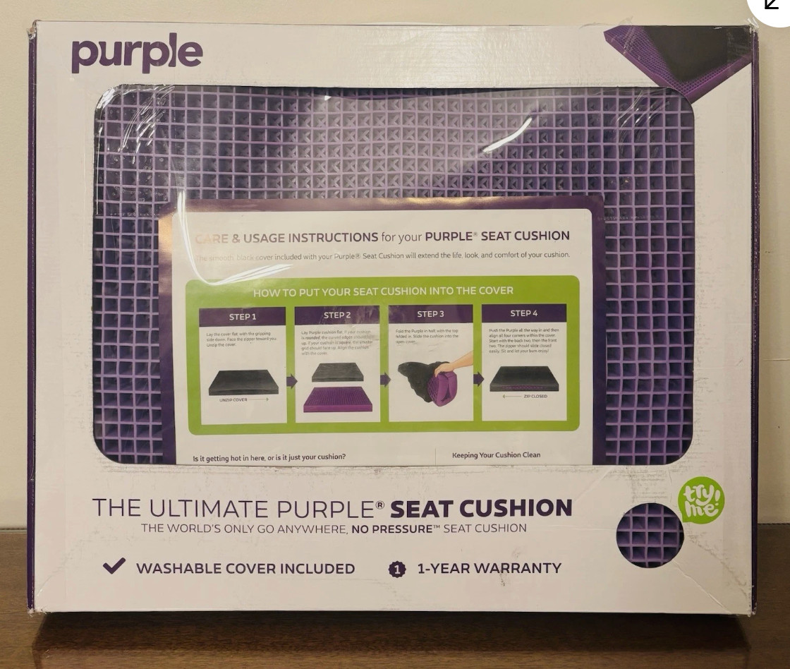 Purple Ultimate Seat Cushion with Washable Cover - 21.75" x 18" x 2.5"