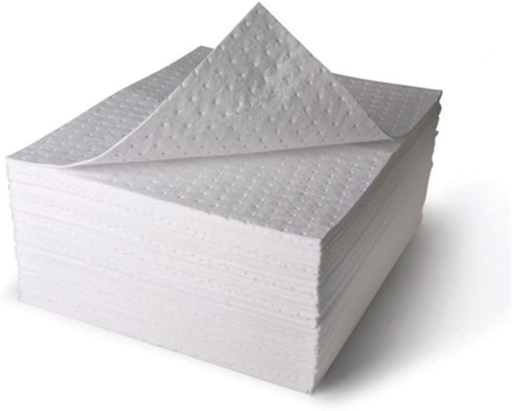 LT111A Oil Spill Absorbent Mats for Garage, Oil Only White Heavy Weight Absorben
