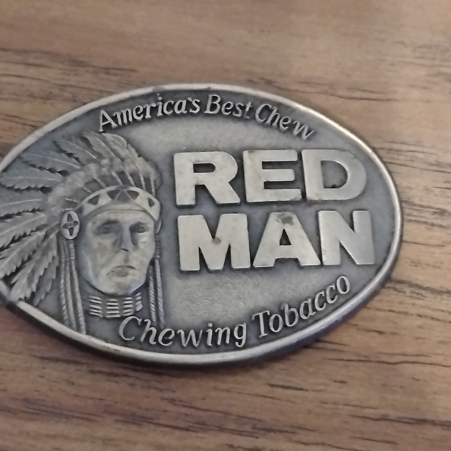 Red Man Chewing Tobacco "America's Best Chew" Belt Buckle Red Man