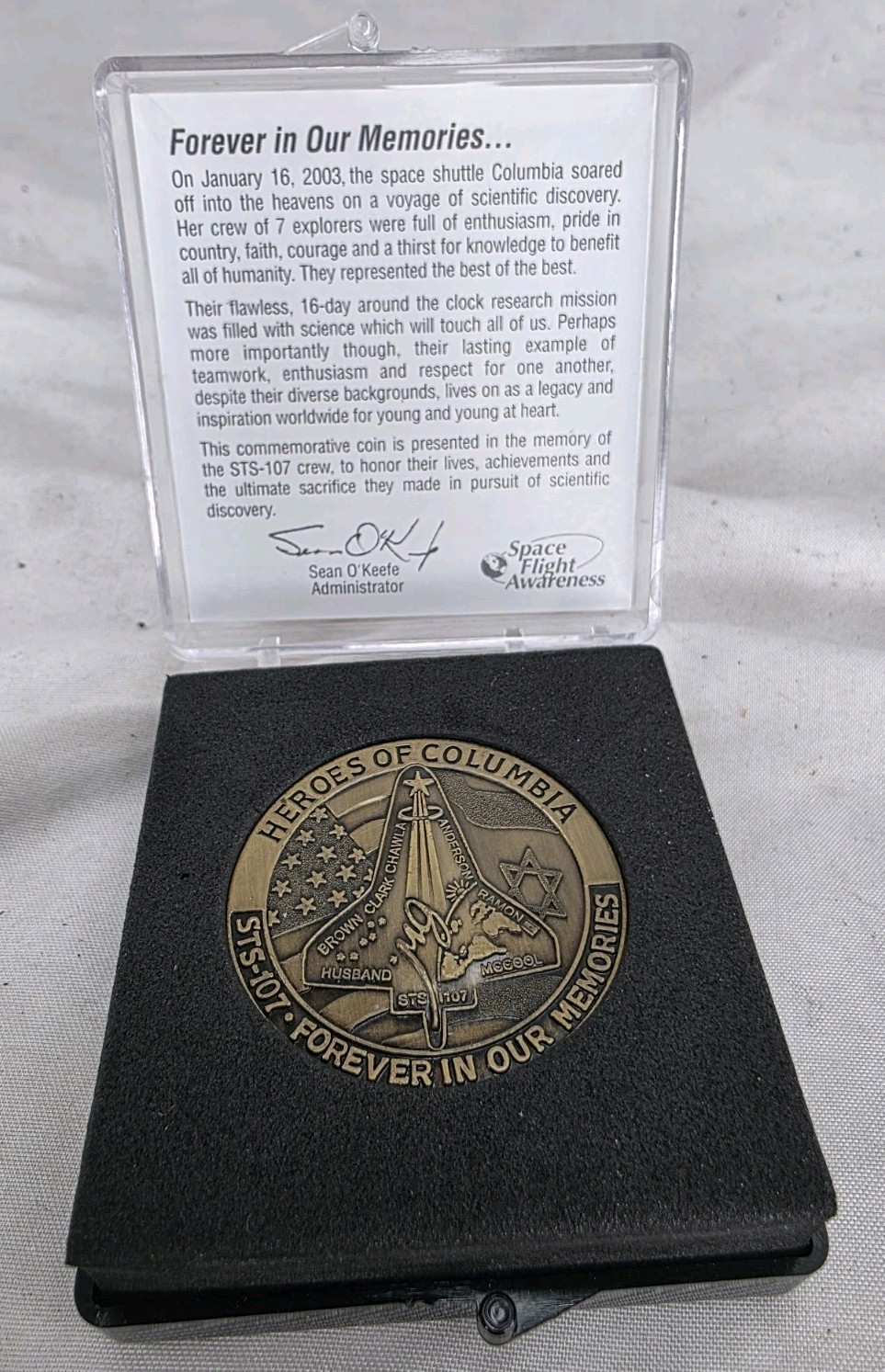 NASA Heroes of Columbia STS-107 Official Commemorative Coin - In Original Box