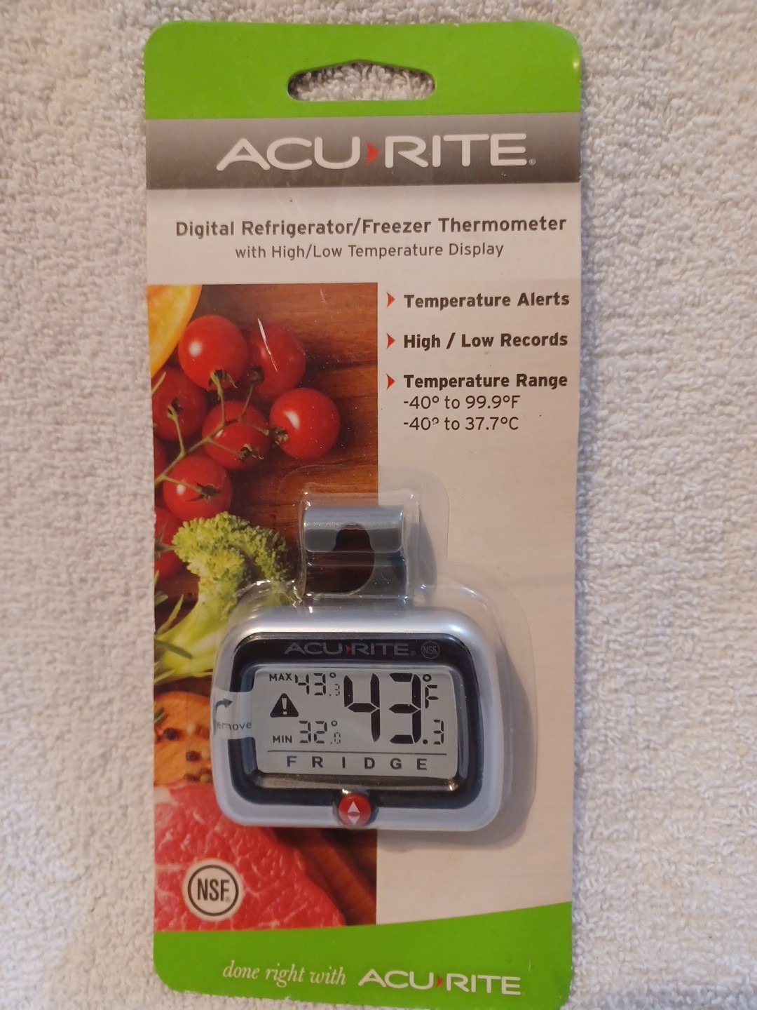 Acurite Refrigerator Freezer Thermometer, With Temperature Alerts. B-45