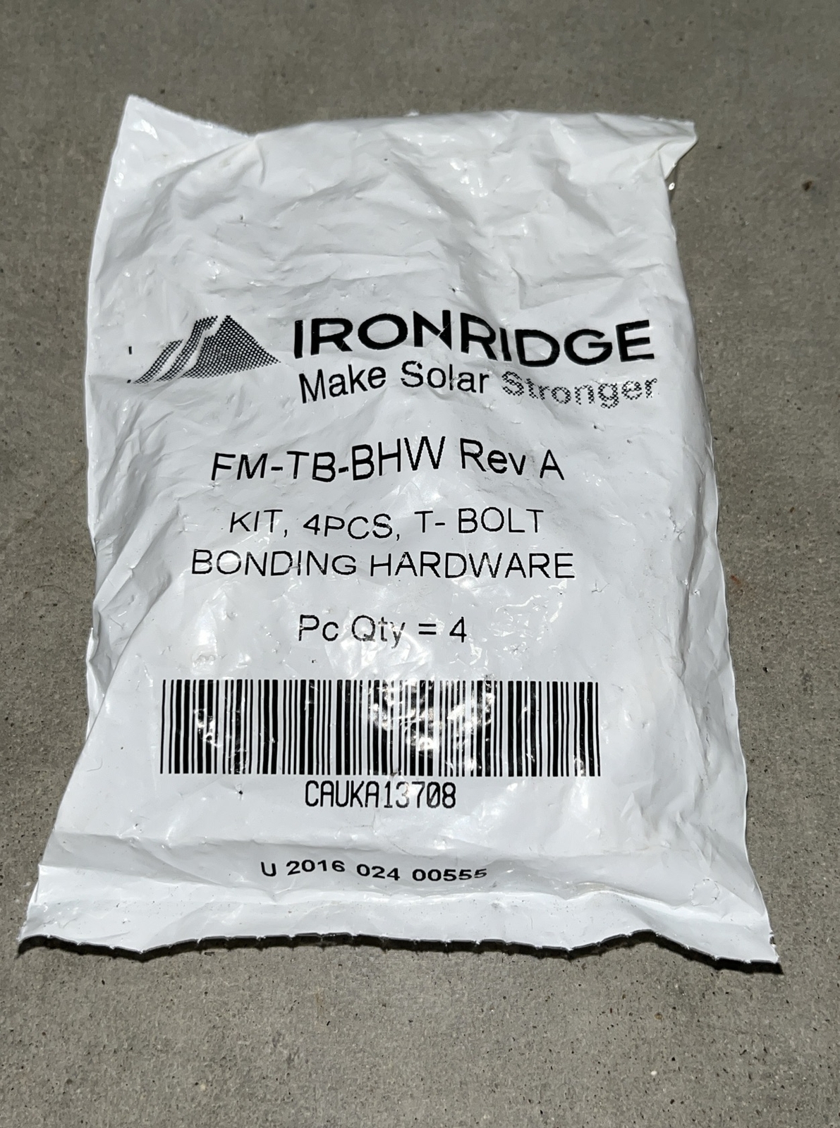 IronRidge FM-TB-BHW REV A T-Bolt Bonding Hardware Kit 4PCS *SEALED*