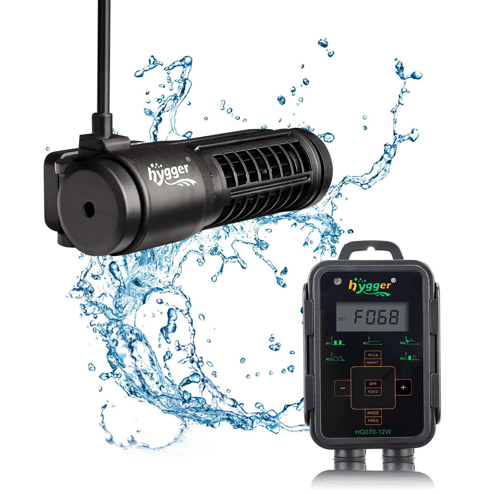 Hygger 12W-25W Aquarium Wave Maker Cross Flow Pump LED Display Controller