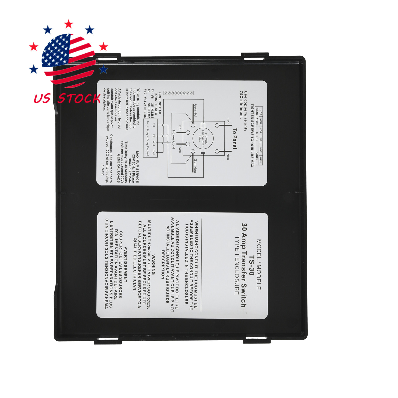 30 Amp Automatic Transfer Switch for Inverter/Shore Power/Generators, 120VAC