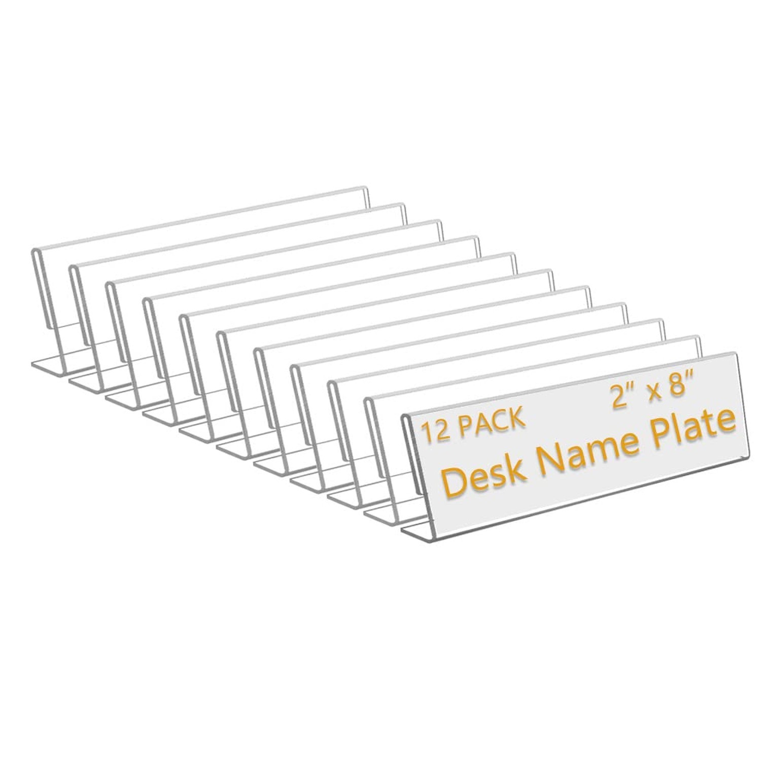 12 Pack 8" W x 2" H Acrylic Office Name Plates Name Labels for Desks, Horizon...