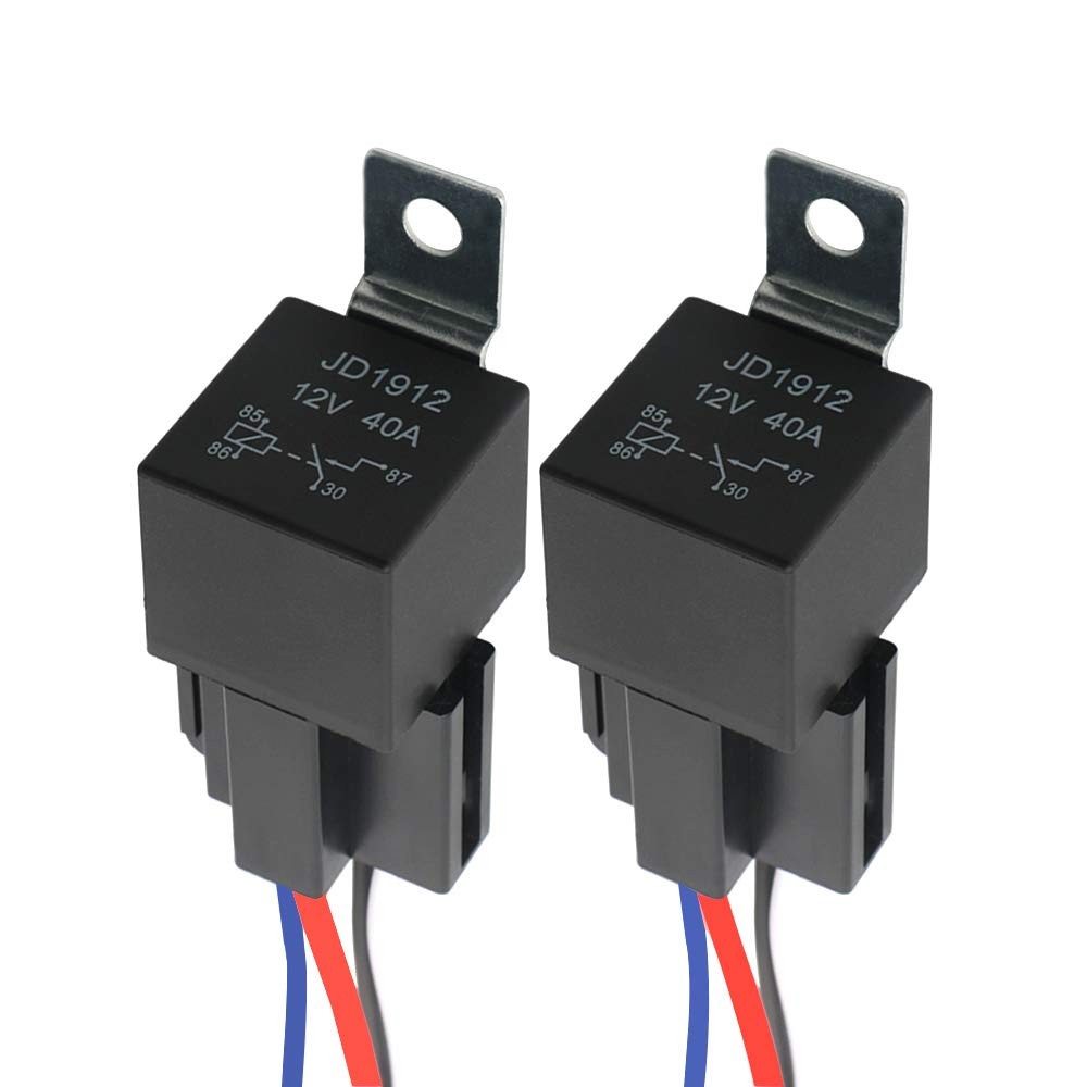 QitinDasen 2 Pieces 4 Pin Car Relay, 12V 40A SPST Automotive Relay with...