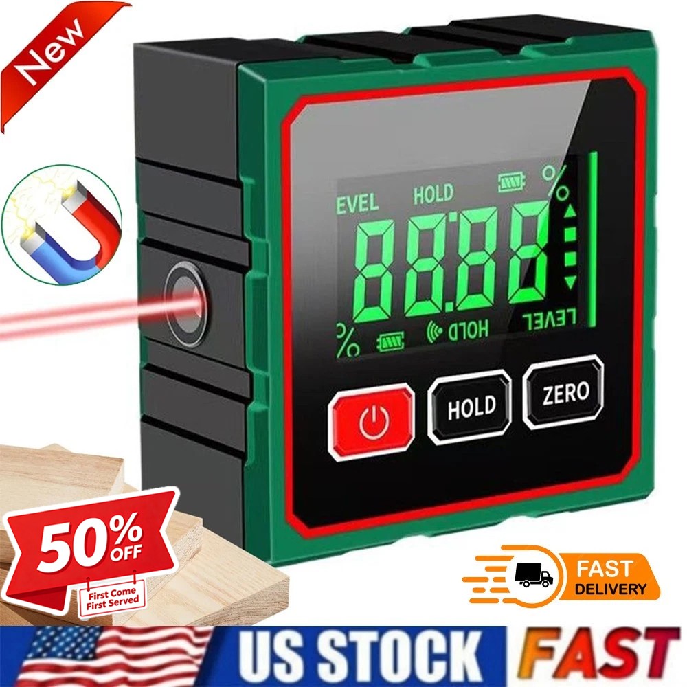 Digital Angle Finder Magnetic Protractor Laser Level Box Inclinometer Tool