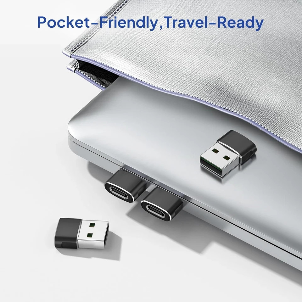 4 Pack USB to USB-C Adapter for iPhone 17/16 Pro Max 15 14 13 12, iPad, Galaxy