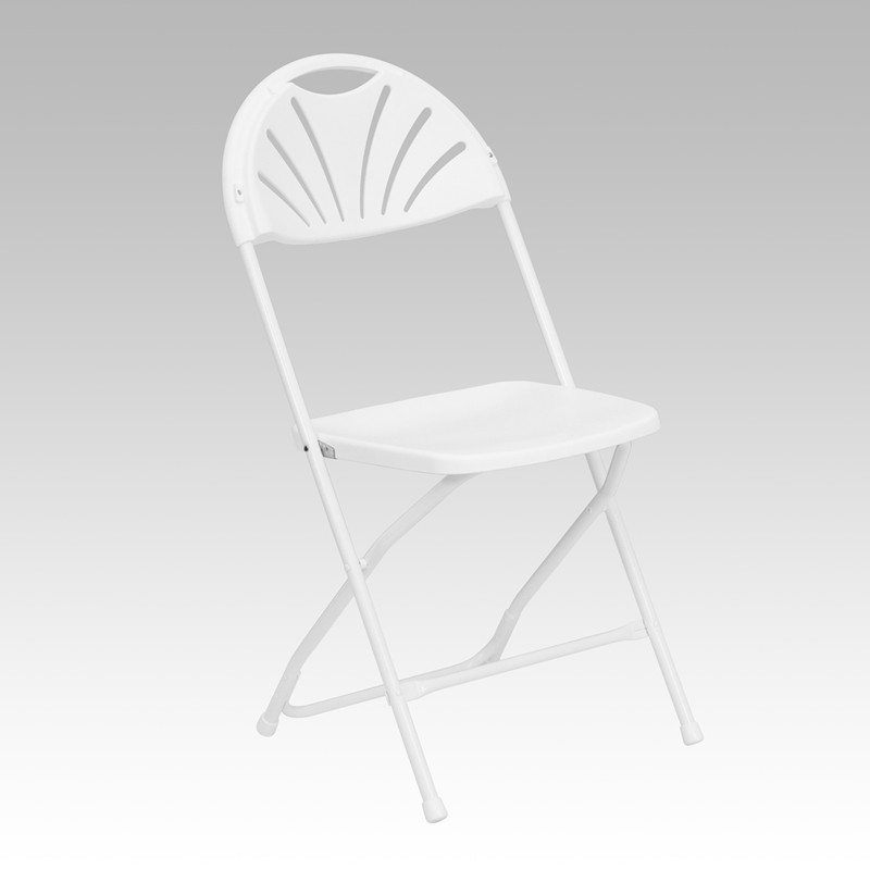 (50 PACK) 650Lbs Capacity Commercial Grade Fan Back White Plastic Folding Chair