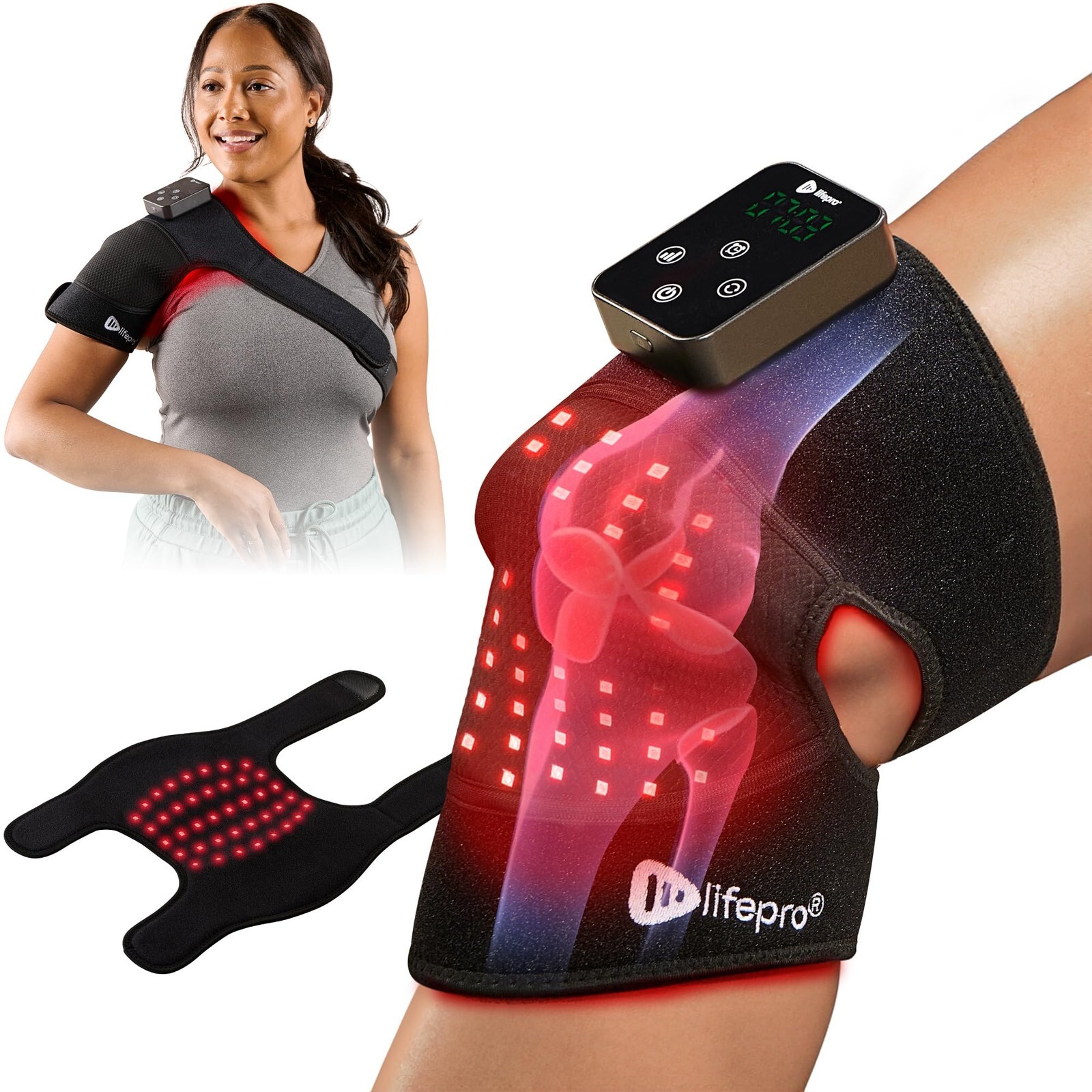 Red Light Therapy Knee Brace - Portable Infrared Device for Pain Relief Stiffnes