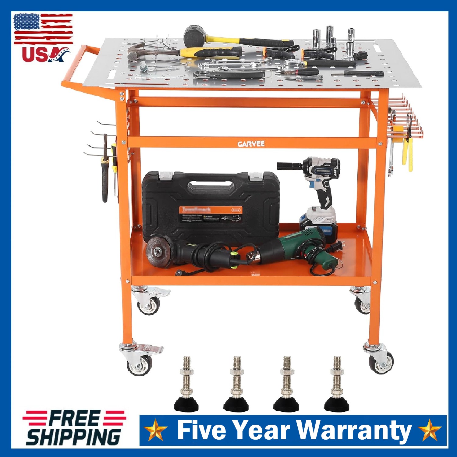 Welding Table 36"x24" 800LBS Welding Table Workbench with Fixture Holes & Hooks