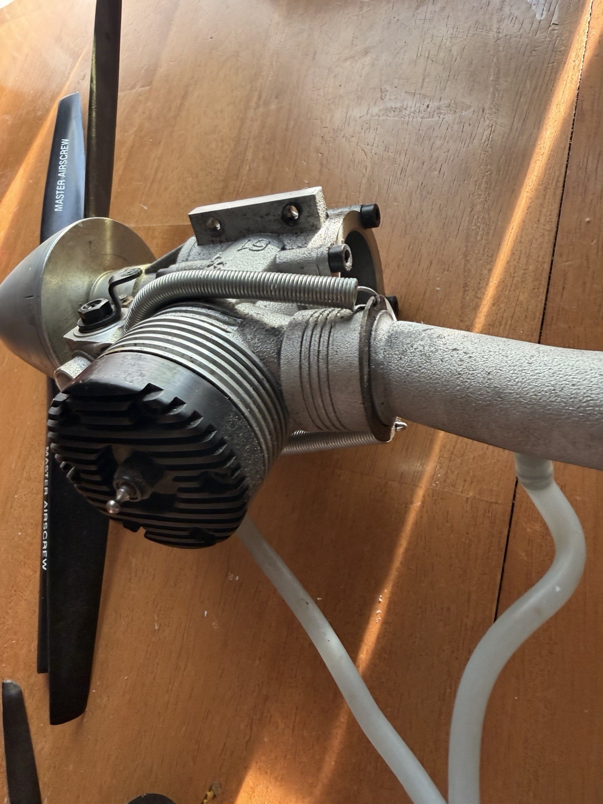 Rossi 61 Engine With Tuned Exhaust Pipe With Front Wheel And Extra Small Engine