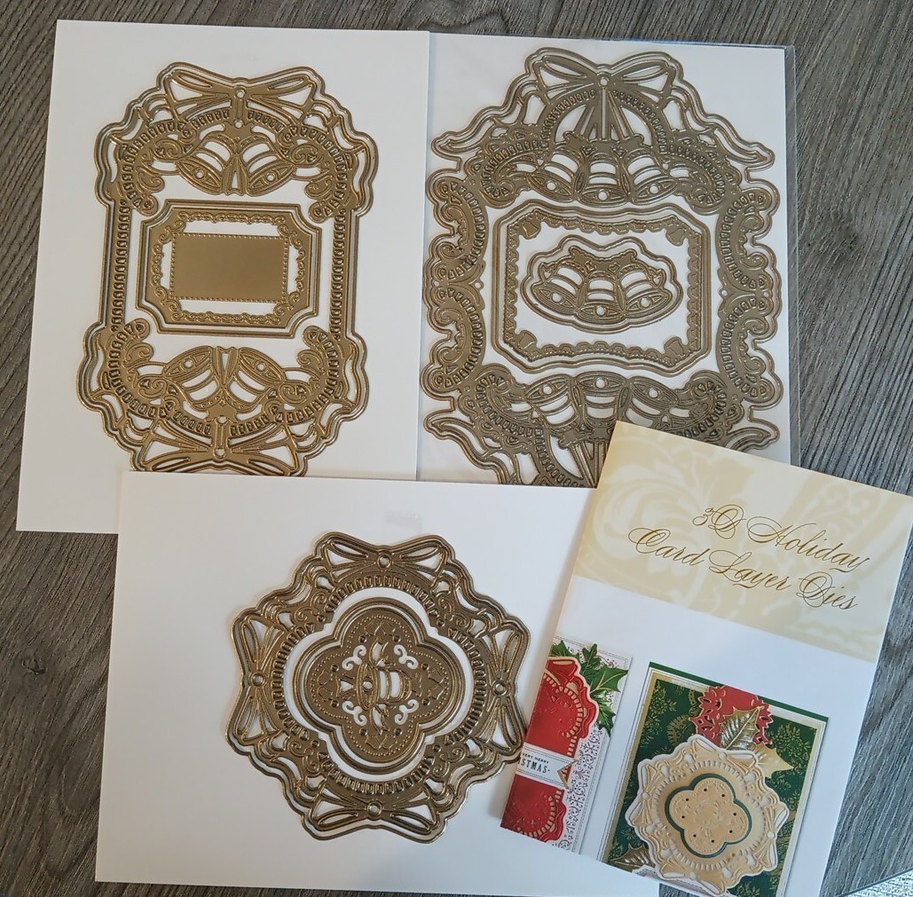 Anna Griffin AG- 1300H 3D HOLIDAY CARD LAYER DIES New 3pc Bells Bows