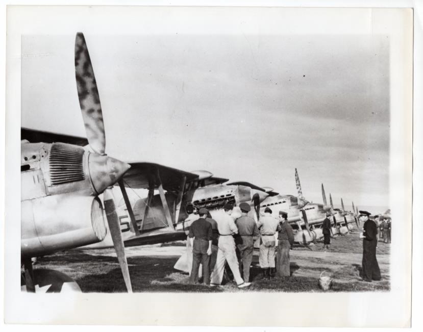 1941 Fiat CR-32 Fighters at Spanish Airfield Original News Photo