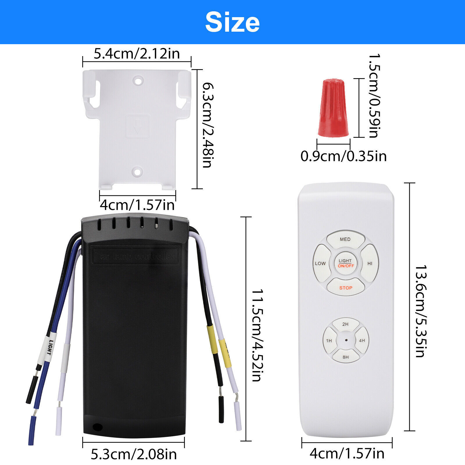 Ceiling Fan Remote Control Kit w/ Timer 3 Speed & Light Switch for Existing Fans