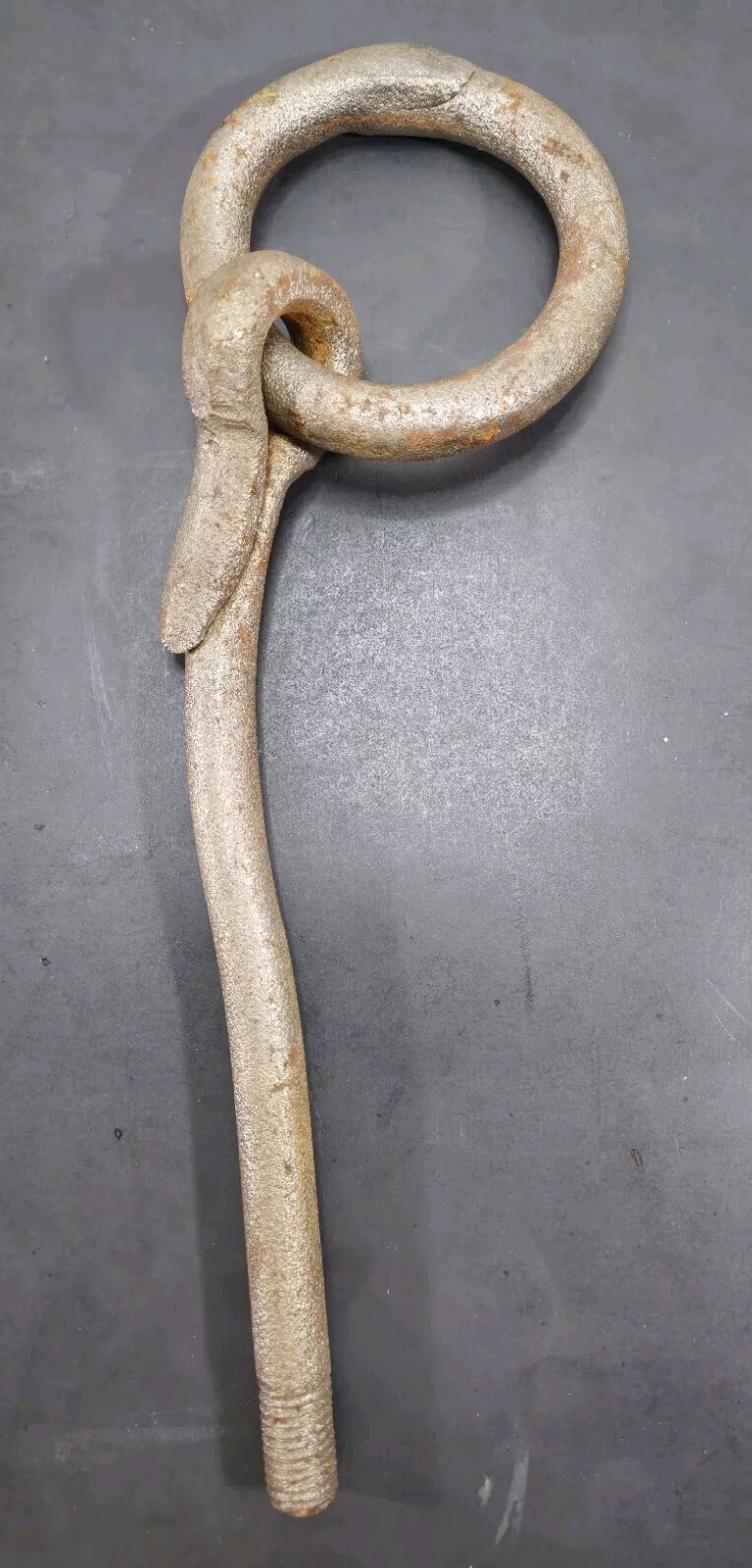 Antique Horse Hitching Post Stable Tie Tether Ring Anchor Threaded Bolt 15.5"L