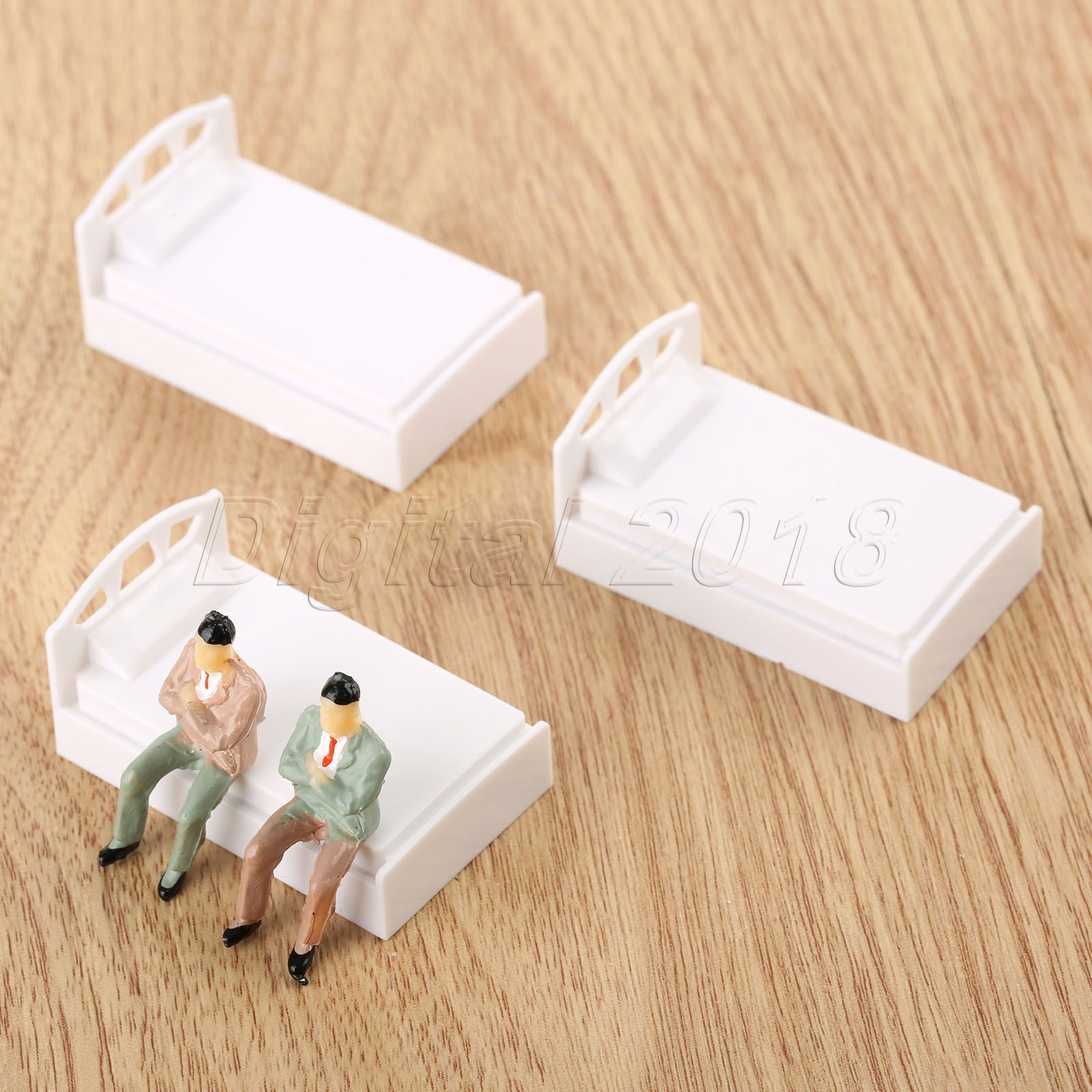For Dolls House Furniture Model 10pcs Set Single Bed Bedroom Diorama 1:50 Scale