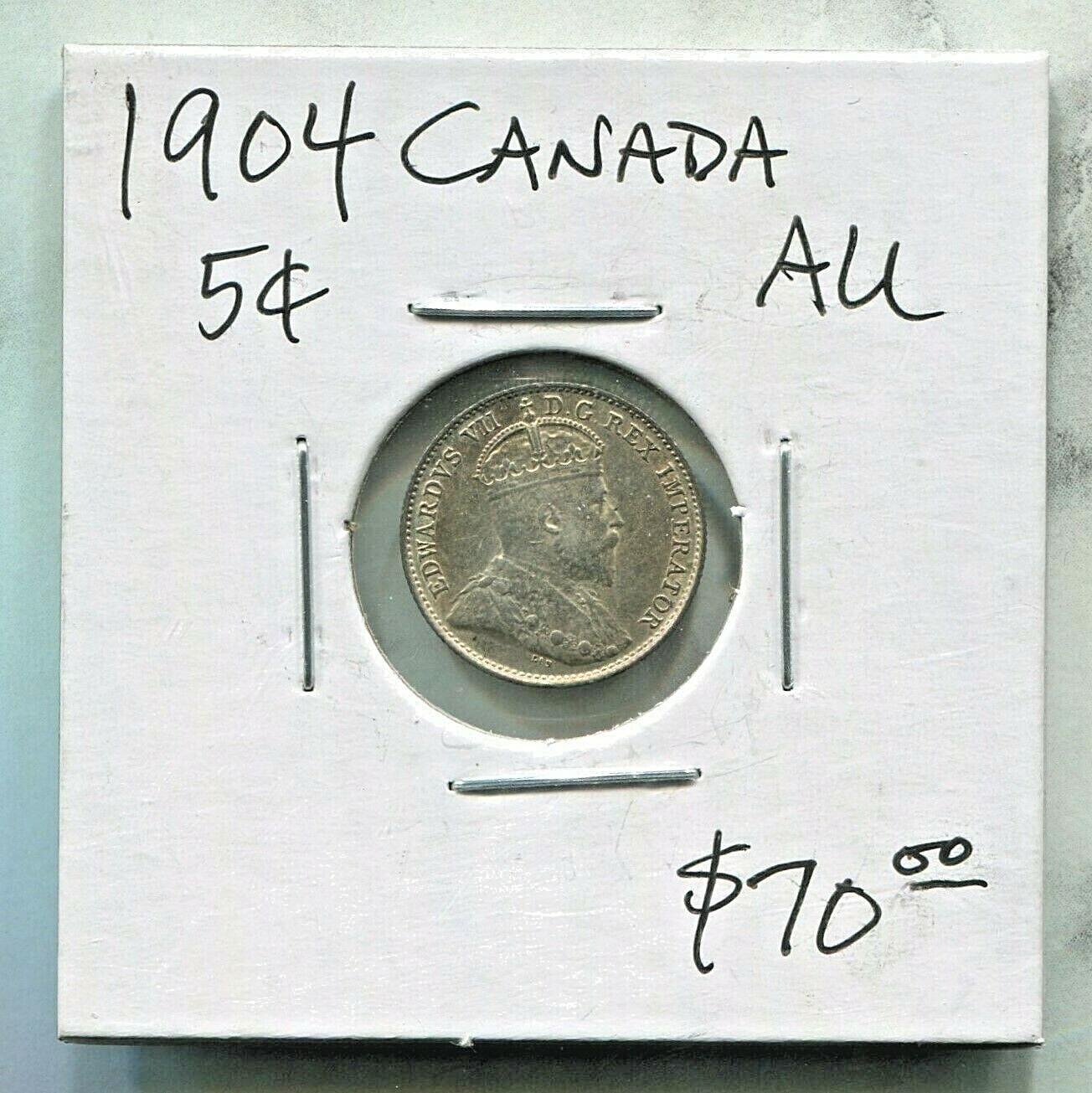 CANADA - BEAUTIFUL HISTORICAL EDWARD VII  SILVER 5 CENTS, 1904, KM# 13
