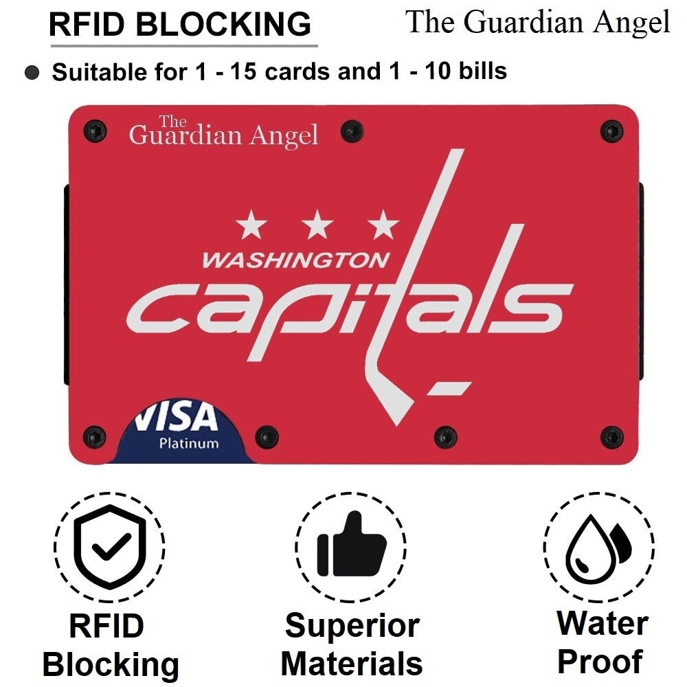 Washington Capitals Engraved Titanium Carbon Fiber Red RFID Blocking Wallet D7