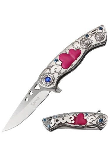 Spring Assisted Love Knife with pocket clip Cute Gift item Collectible