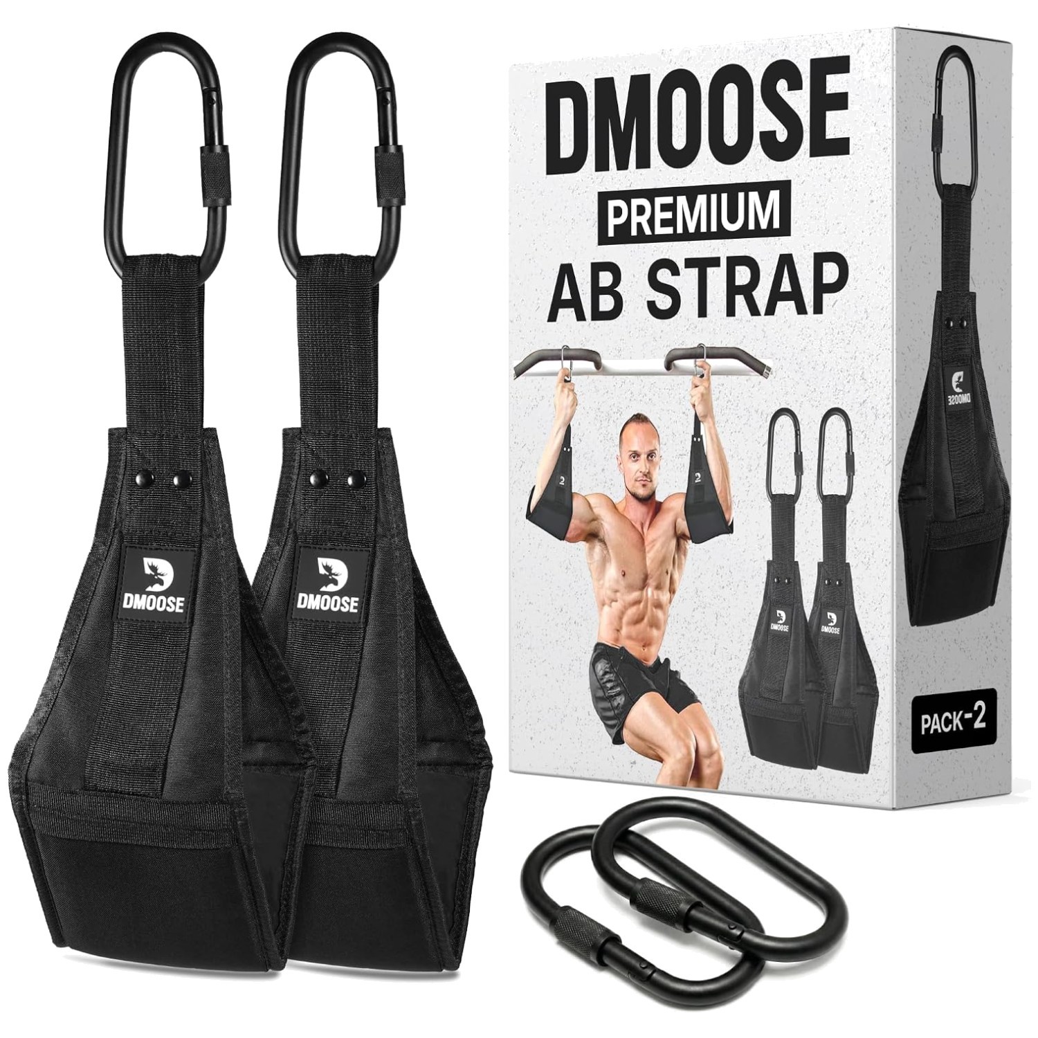 Hanging Ab Straps with Steel Carabiners - Abs Equipment
