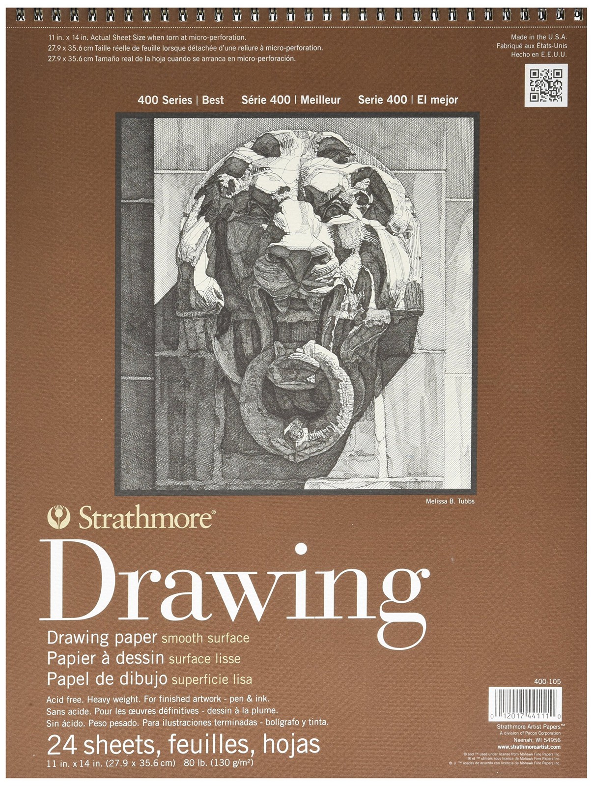 (400-105 400 Series Drawing, Smooth Surface, 11x14, White, 24 Sheets