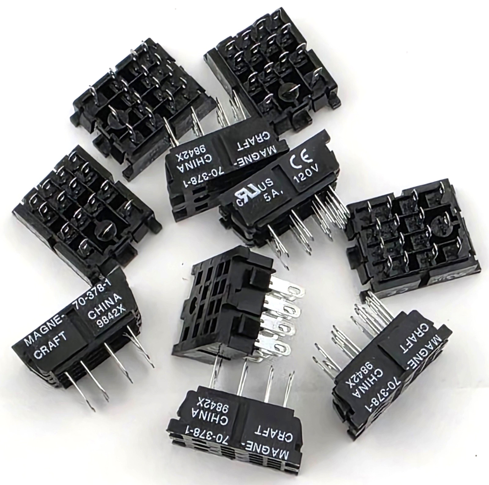 Lot of 10 Magnecraft 70-378-1 Relay Sockets 9748X Solder Terminals Chassis Mount