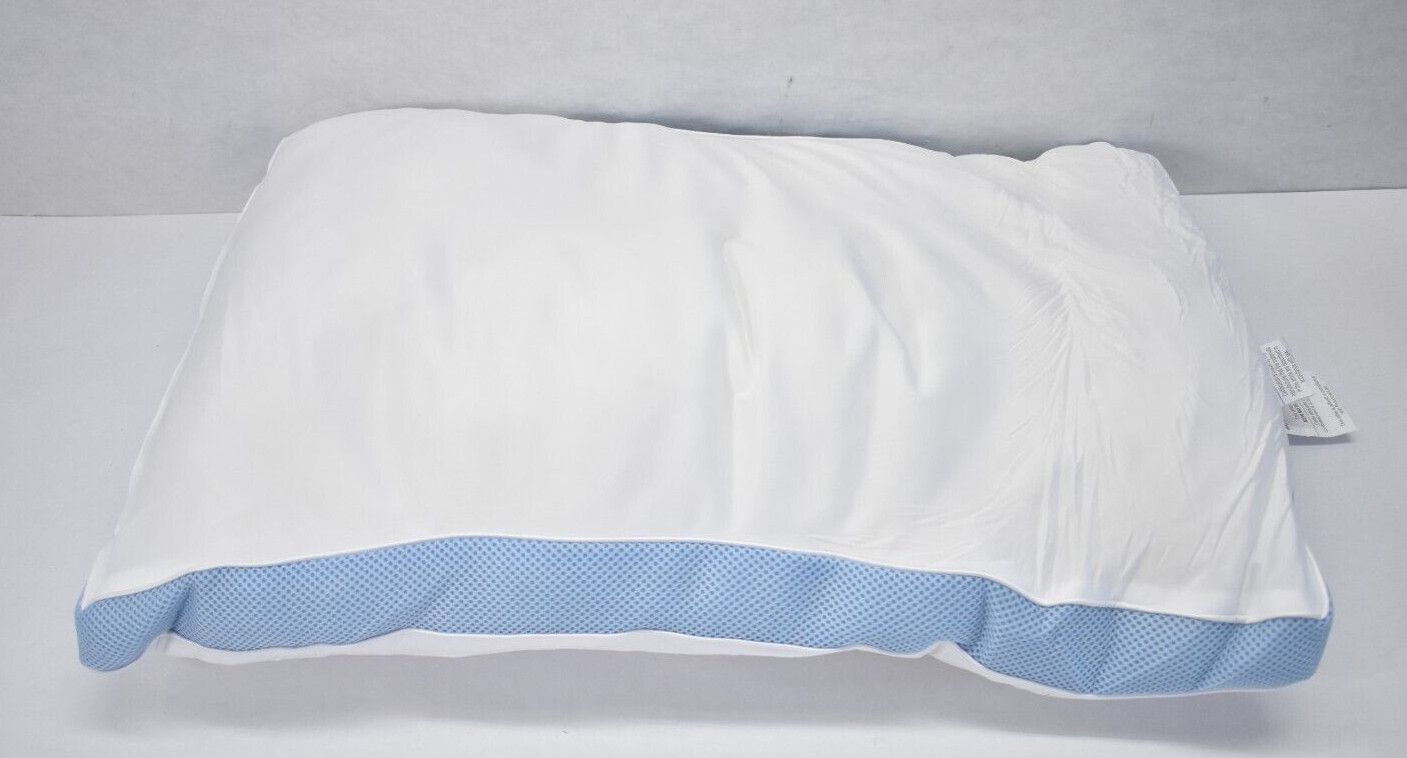 Levinsohn Standard Size Pillow w Blue Middle 18" x 26" White Bedding Single