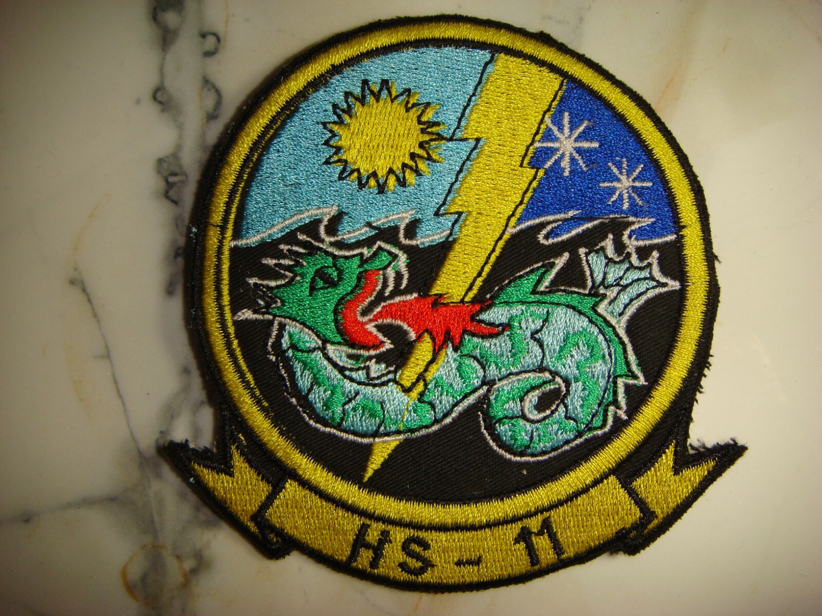 PATCH US NAVY HELICOPTER ANTI-SUBMARINE SQ ELEVEN (HS-11) DRAGON SLAYER PATCH