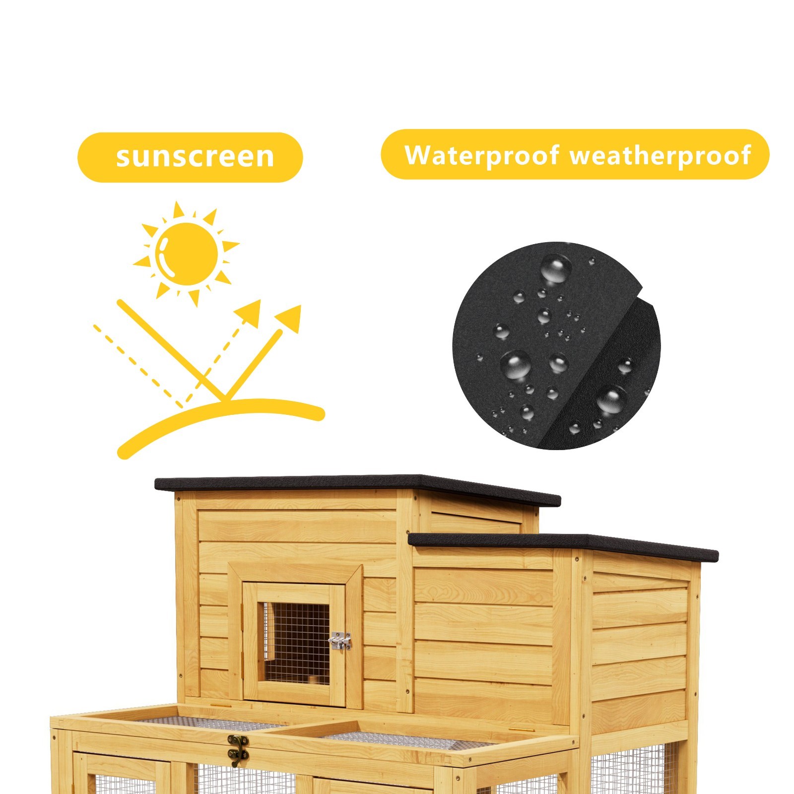 Large Outdoor Wooden Quail Cage Rabbit Hutch Chicken Coop with Run & Ramp，2 Tier