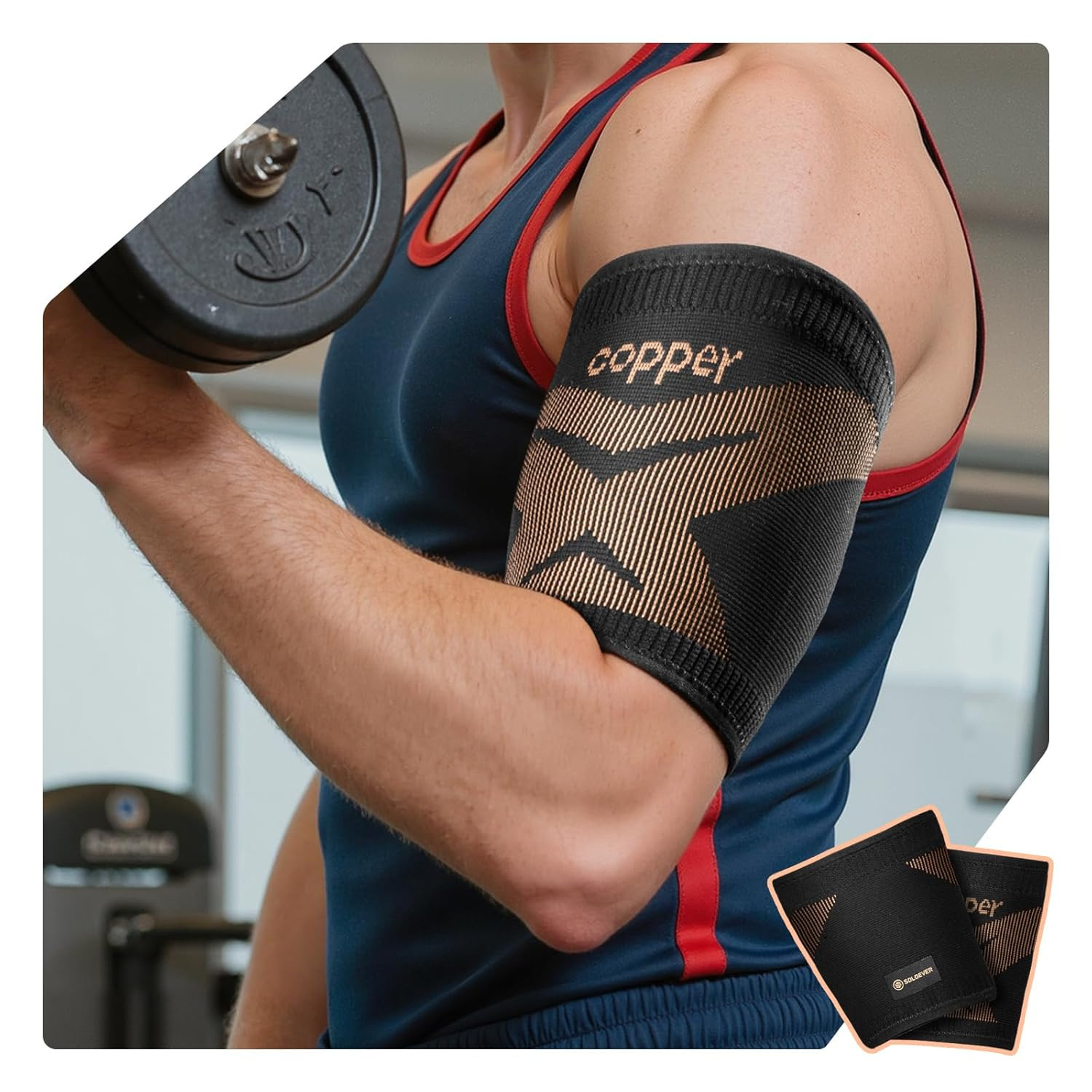 Copper-Infused Bicep Tendonitis Brace 1 Pair [Medical-Grade Compression ＆ Ultra