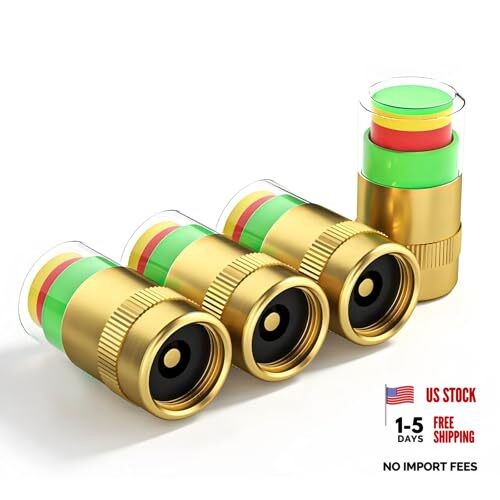 4 PCS Tire Pressure Monitor Valve Stem Caps, 2.4 Bar 36 PSI Tire Valve Golden