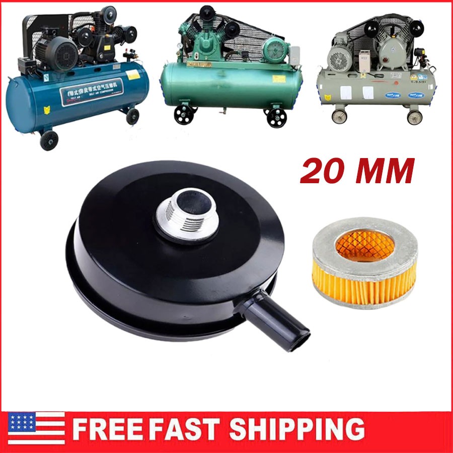 1/2" 20mm Thread Air Compressor Intake Filter Muffler Silencer Black-Metal