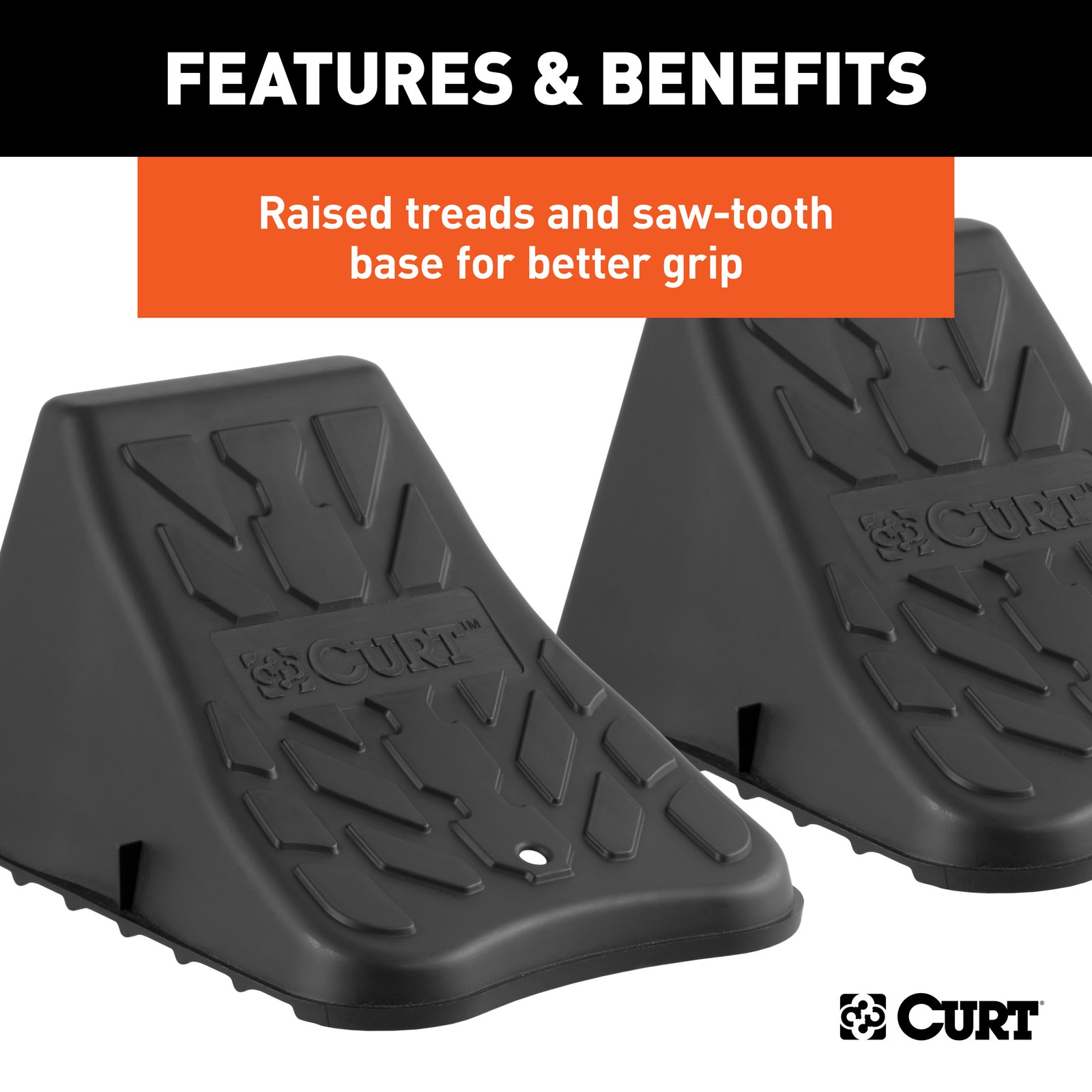 Curt-Wheel Chock Set (Up to 17" Wide Wheels)