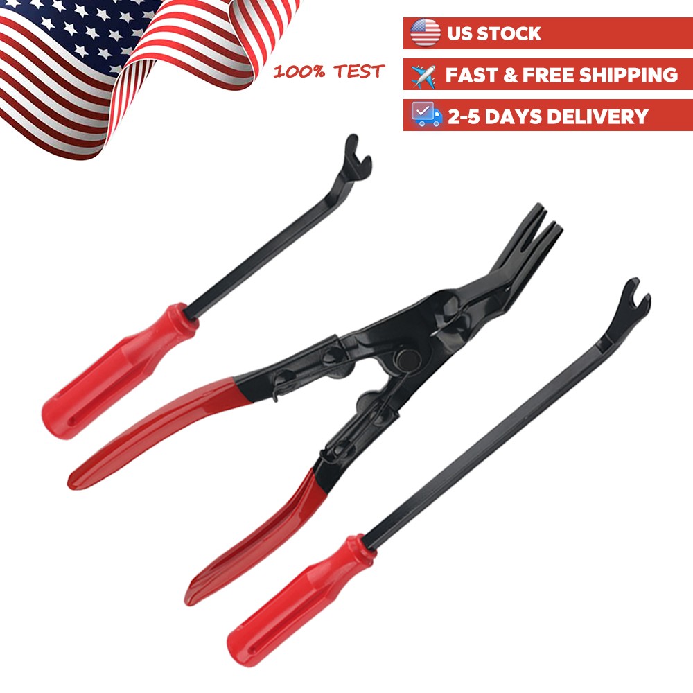 3PCS Car Panel Removal Tools Plier Fastener Puller Repair Upholstery Door Dash